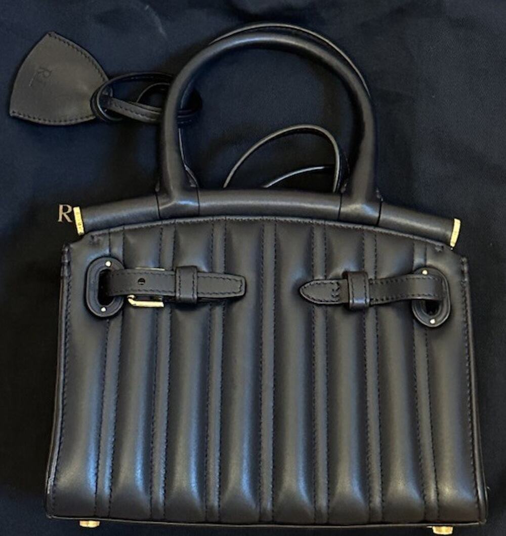 RALPH LAUREN COLLECTION Black Quilted Calfskin Mini RL50 Handbag Crossbody NWOT